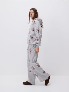 Spodnie z ozdobnym haftem - jasnoszary