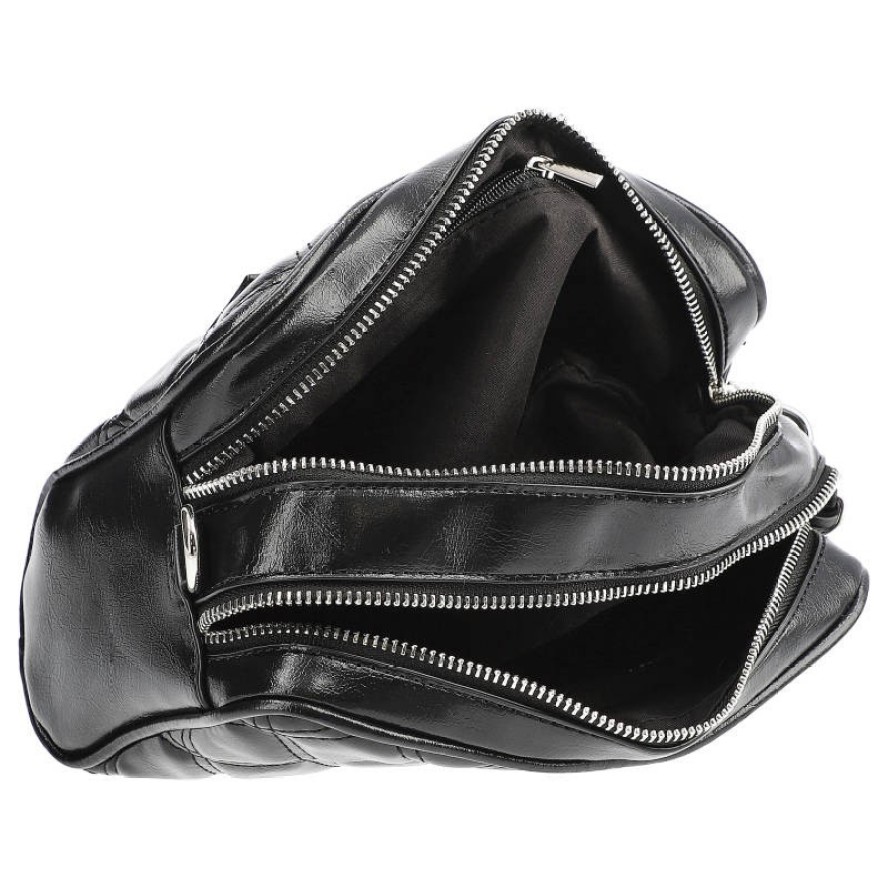 Torebka damska Filippo, pikowana z podwójną komorą na zamek, czarna, TD03354/22 BK