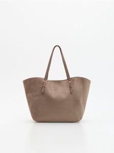 Torebka shopper z imitacji zamszu - beżowy