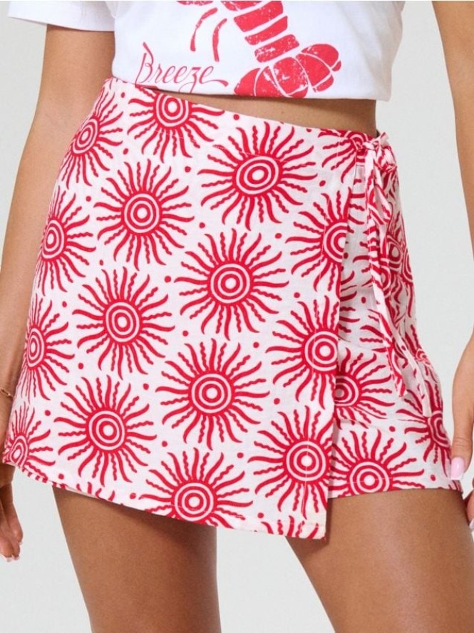 Wzorzyste spódnico-spodenki z wiskozą - wielobarwny