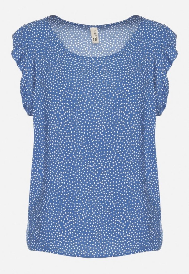 Niebieska Bluzka z Bawełny w Kropki Nappela