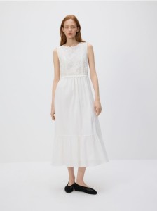 Sukienka midi - złamana biel