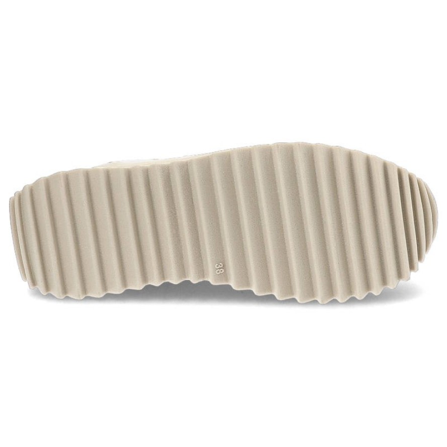 Sneakersy damskie Tamaris, tekstylna cholewka o wysokim kroju klasyczne sznurowanie z metalowymi oczkami masywna platforma, ivory, 1-25201-28-418