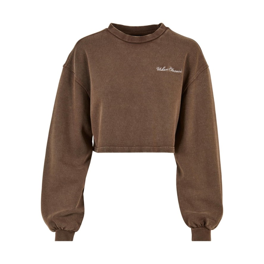 Bluza kołnierz rong krótka frotte z małymi haftami dla kobiet Urban Classics