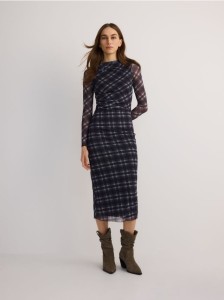 Sukienka midi z drapowaniem - wielobarwny