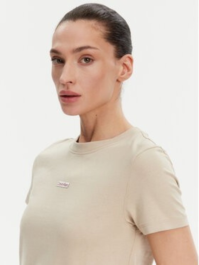 Calvin Klein Jeans T-Shirt Placed Institutional J20J225524 Beżowy Slim Fit