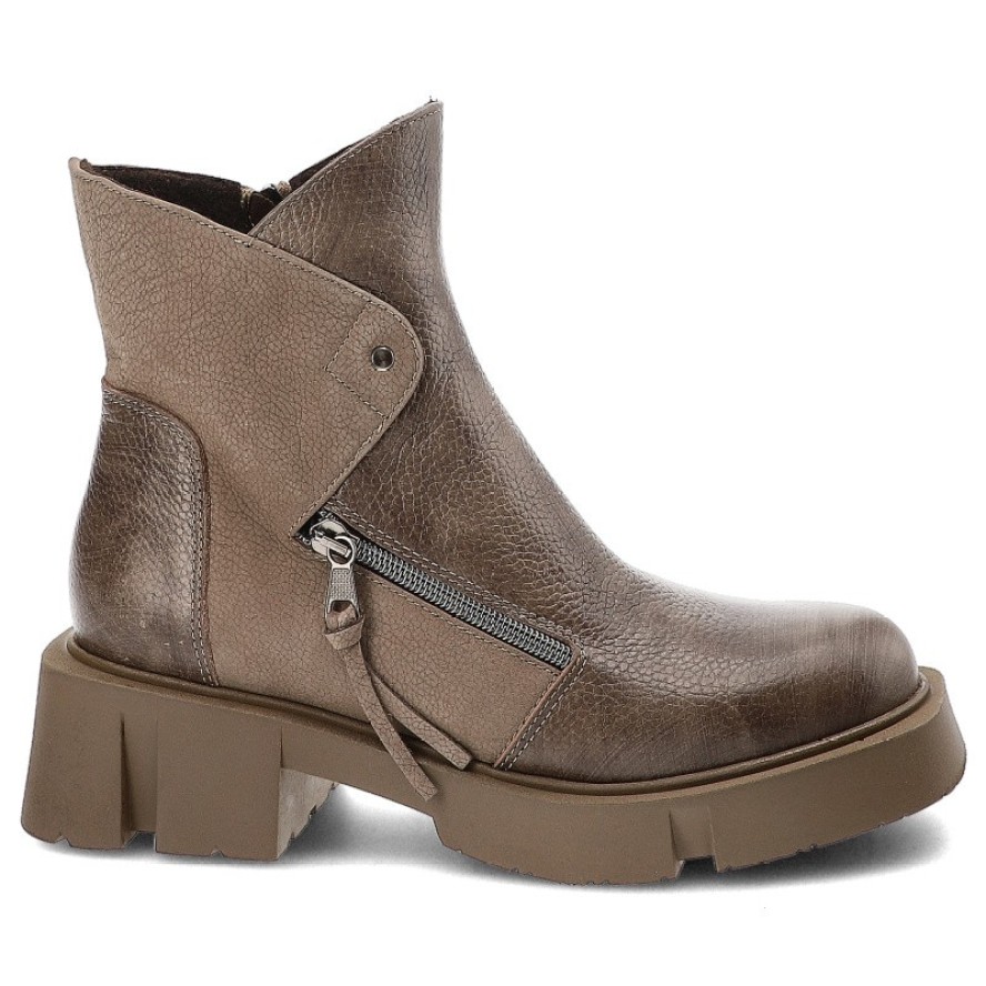 Beżowe Botki Armodo Stylowe Obuwie Damskie Zapisane Na Suwak