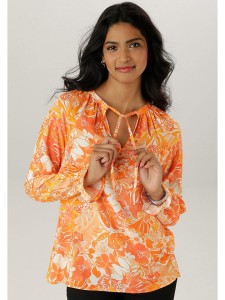 Aniston Bluzka w kolorze pomarańczowo-białym rozmiar: 44