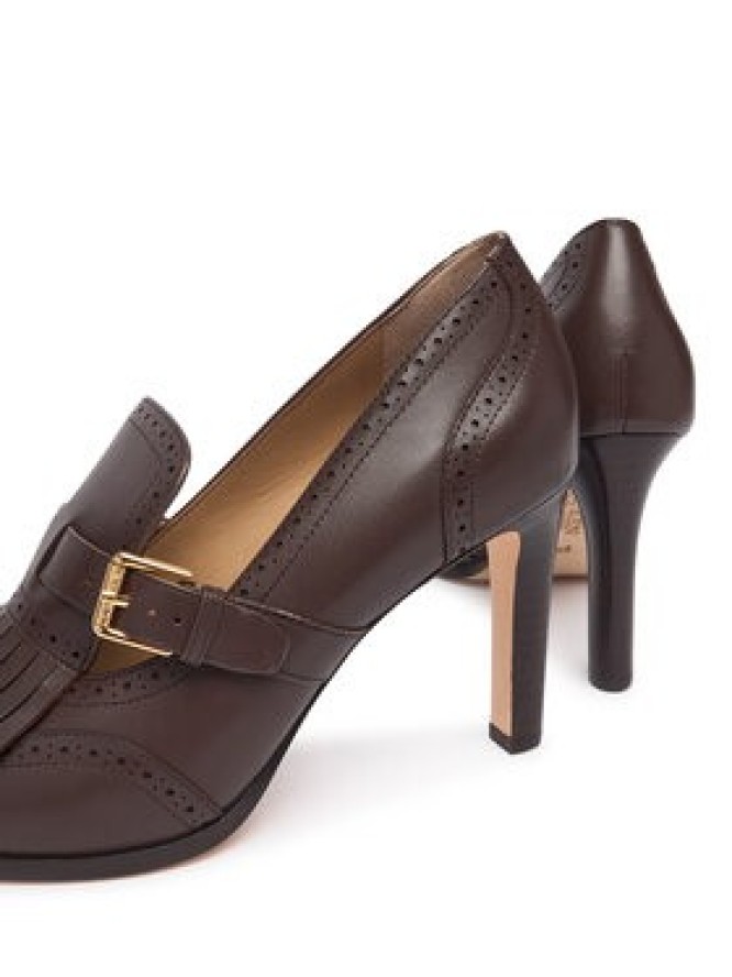 LAUREN RALPH LAUREN Półbuty Colleen Perforated Calfskin Kiltie Pump 802P02364004 Brązowy ciemny