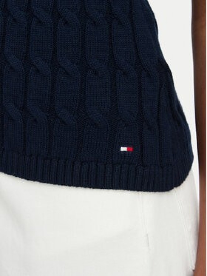 Tommy Hilfiger Kardigan Mid Gg Cable WW0WW50075 Granatowy Regular Fit