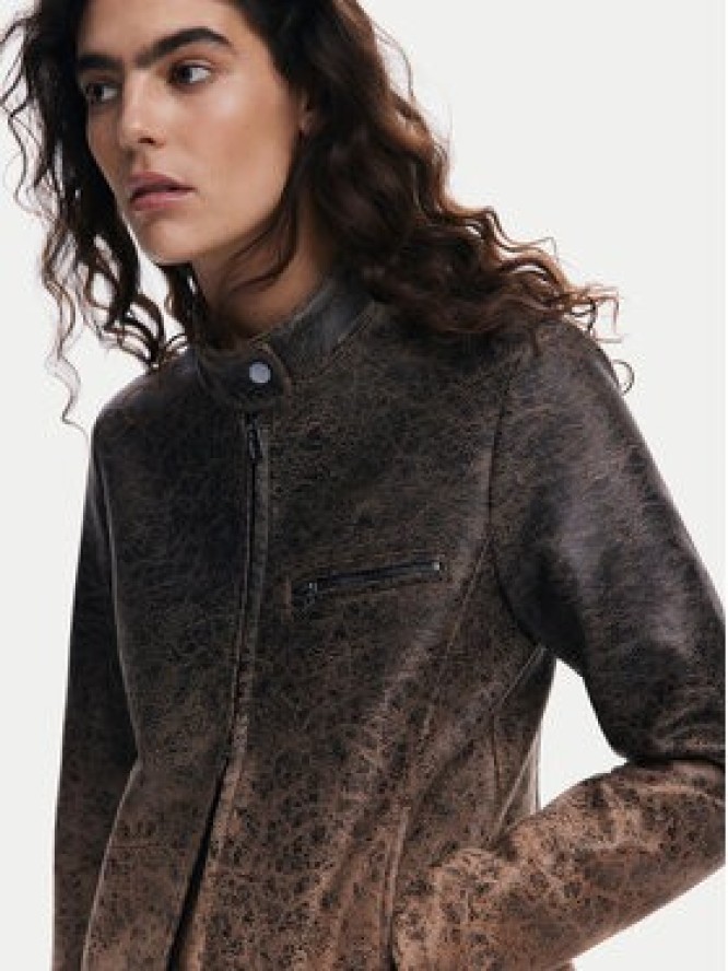 Desigual Kurtka skórzana 25SWEW44 Brązowy Regular Fit