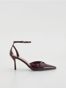 Czółenka z paskami - bordowy