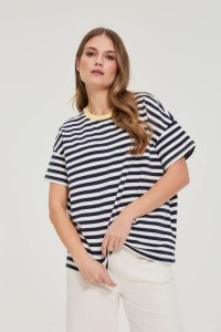 Bluza oversize w paski granatowa