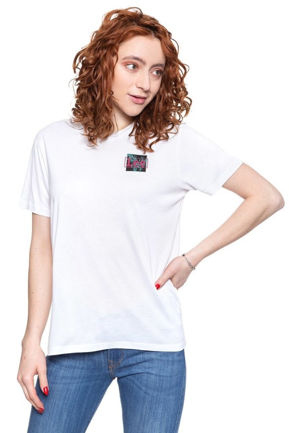 LEE RELAXED FIT TEE DAMSKI T-SHIRT KOSZULKA LOGO BRIGHT WHITE L40CBWLJ 112108494