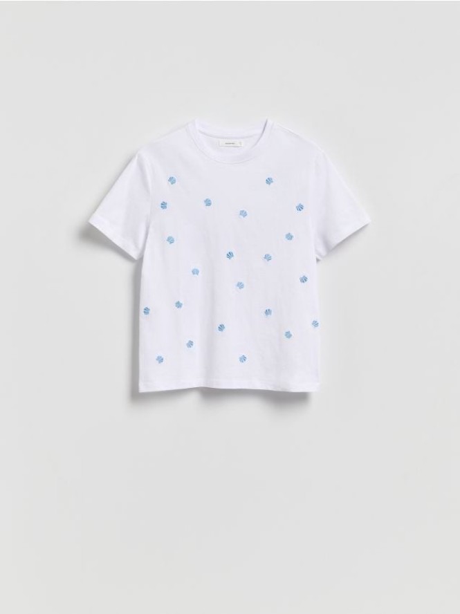 T-shirt z haftowanym wzorem - jasnoniebieski