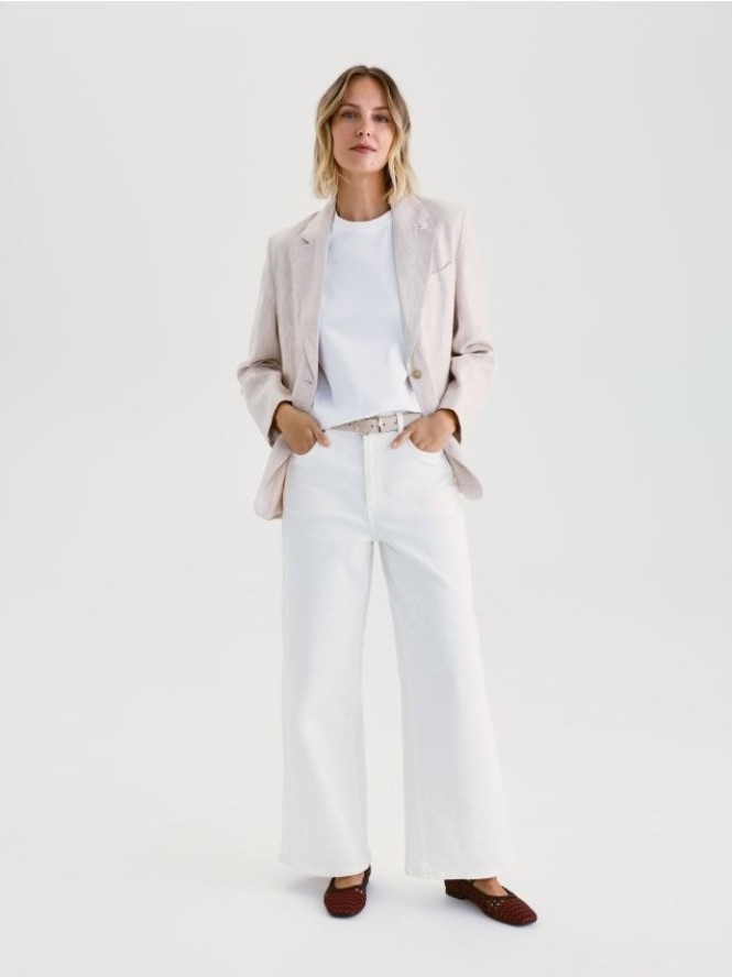 Jeansy wide leg - biały