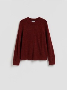 Sweter z wełną - burgundowy