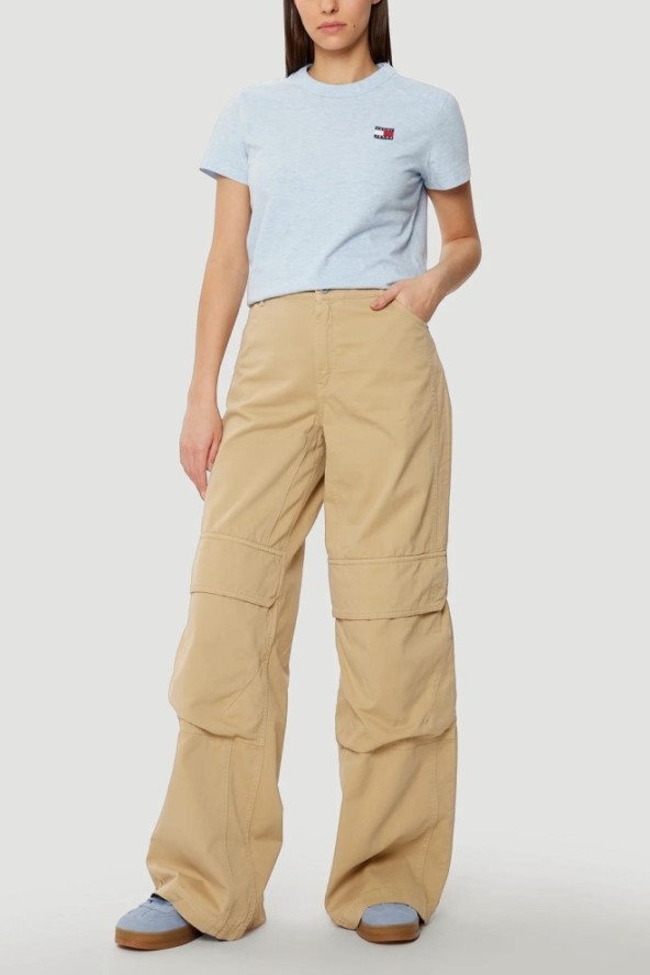 TOMMY JEANS Błękitny damski t-shirt z małym logo, Rozmiar L