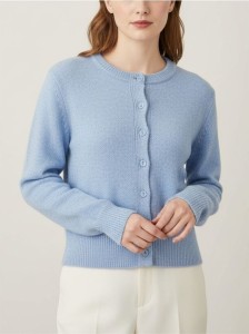Kardigan z guzikami z domieszką wełny - niebieski