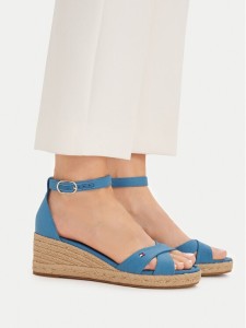 Tommy Hilfiger Espadryle Hemp Crossover Strap Wedge Espadrilles FW0FW09332 Niebieski