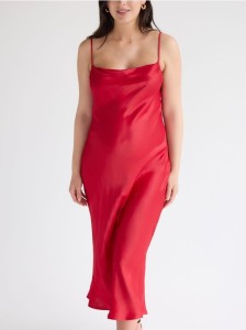 Sukienka midi z wiskozą - czerwony