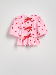 Bluzka z ozdobnym wiązaniem - różowy