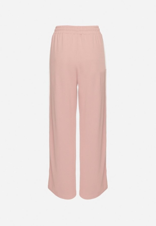 Różowe Spodnie Dresowe o Szerokim Kroju z Wysokim Stanem i Lampasami Sopiva