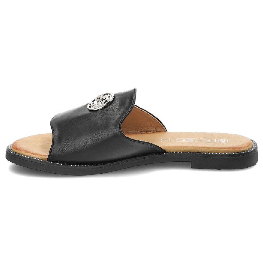 Czarne Klapki Filippo Wygodne Buty Damskie