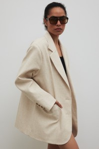 Marynarka z lnem oversize w kolorze IVORY LINEN - HARLEY-M/L