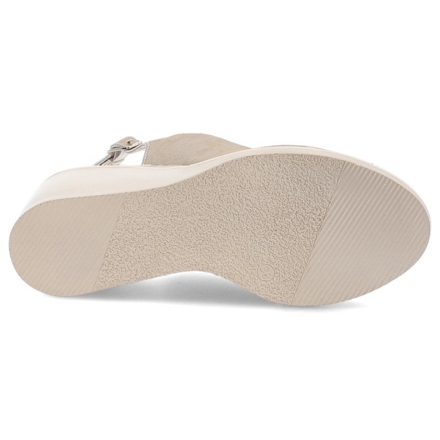 Złote Sandały S.Barski Eleganckie Obuwie Damskie Na Koturnie