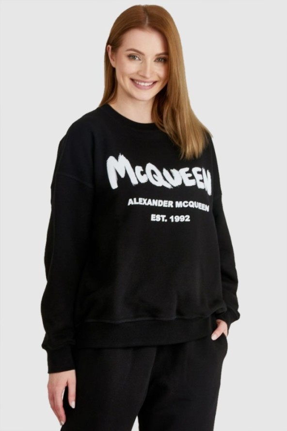 ALEXANDER MCQUEEN Czarna bluza damska z logo, Rozmiar 40