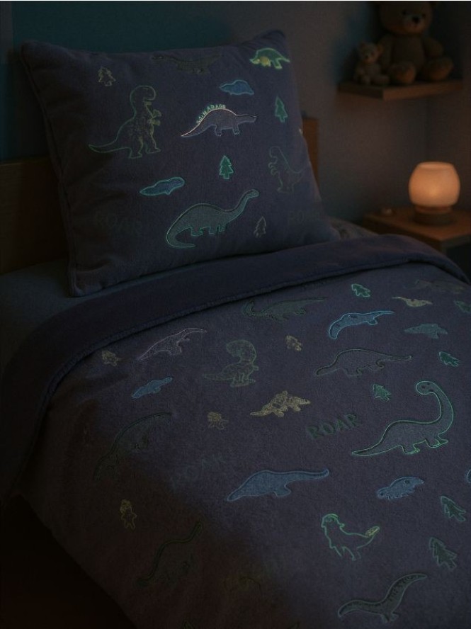 Komplet polarowej pościeli z fluorescencyjnym wzorem - szary