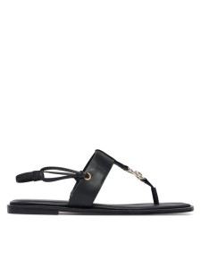 Calvin Klein Sandały Round Flat Sndl Thong Lth Hdw HW0HW02926 Czarny
