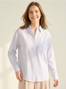 Koszula regular fit z domieszką lnu - niebieski