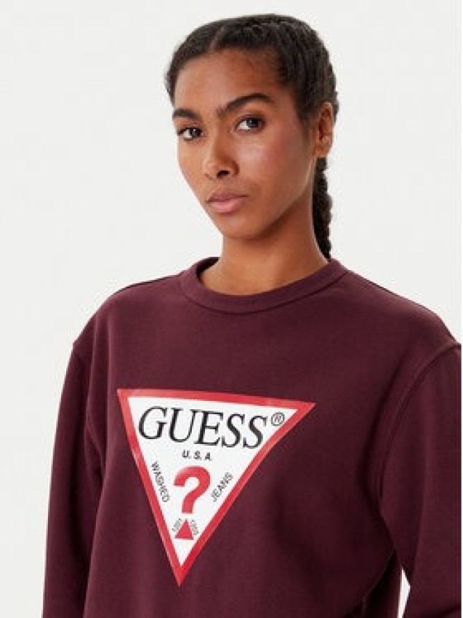 Guess Bluza W2YQ16 KBA11 Bordowy Regular Fit
