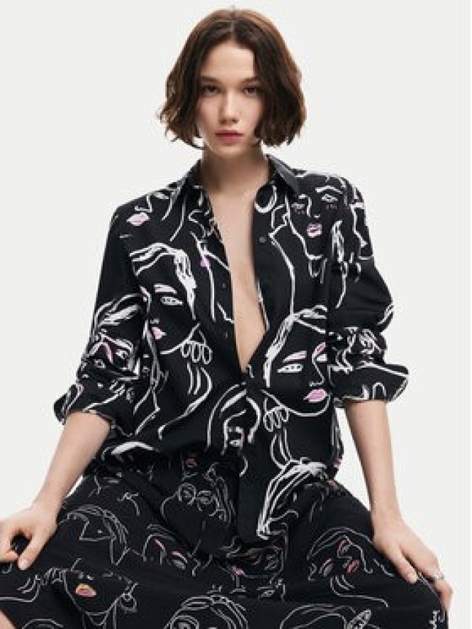 Desigual Koszula Faces 24WWCW34 Czarny Regular Fit