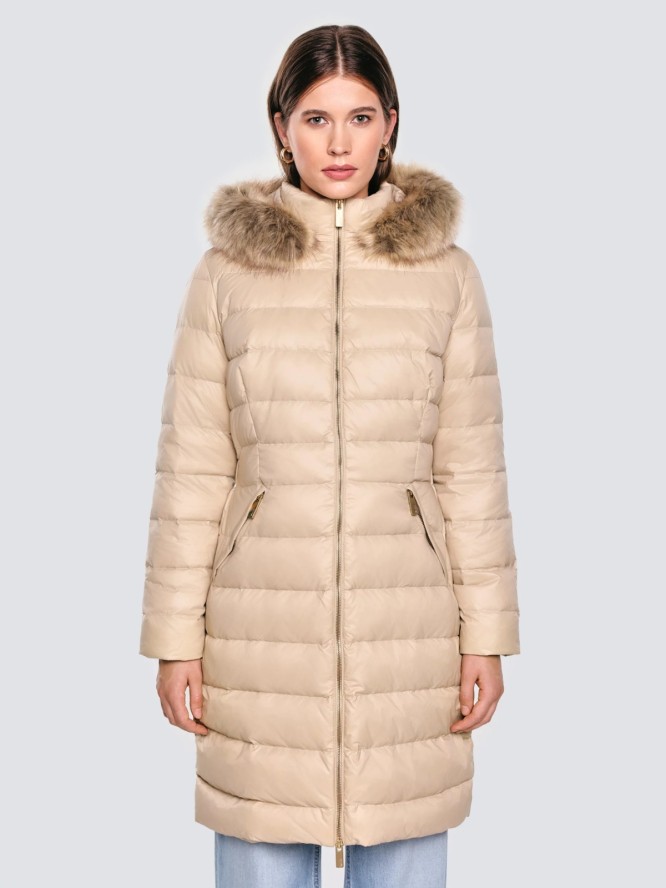 Płaszcz damski puchowy pikowany beżowy Rosabel 801