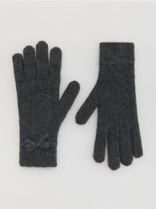 Rękawiczki z kokardkami - ciemnoszary