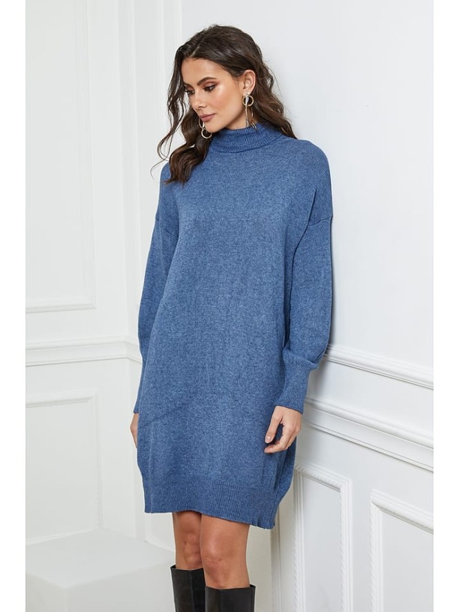 Joséfine Sukienka dzianinowa "Warren" w kolorze niebieskim rozmiar: XL