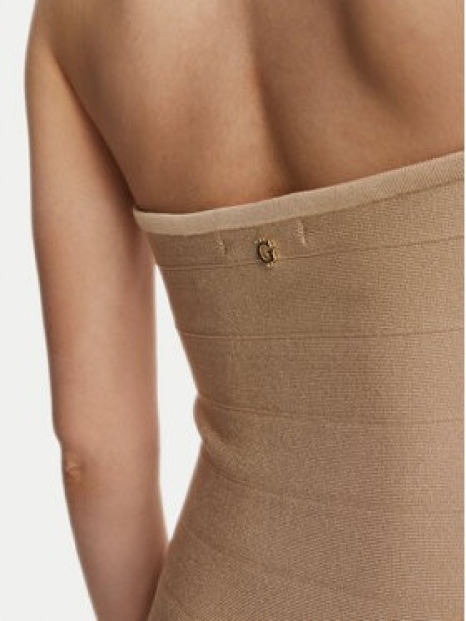 Guess Sukienka koktajlowa W6YK57 Z1044 Beżowy Slim Fit