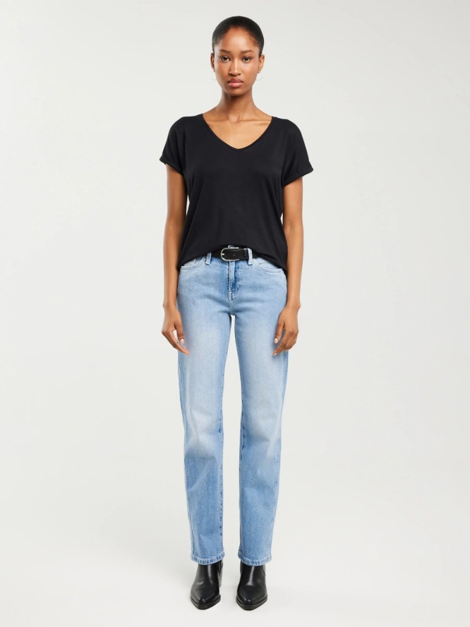 Jeansy damskie z prostą nogawką jasnoniebieskie Myrra 113