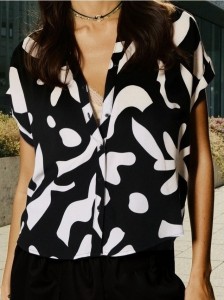 Wiskozowa koszula z krótkim rękawem w monochromatyczny wzór - wielobarwny