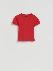 T-shirt slim fit z modalem - czerwony