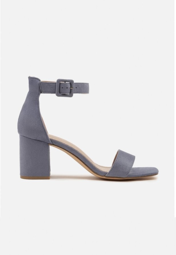 Niebieskie Sandały Vices na Słupku z Kwadratowym Noskiem Kosennia