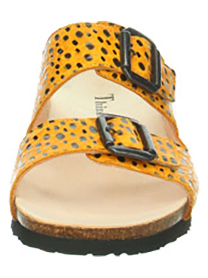 Think! Skórzane klapki "Julia" w kolorze żółtym rozmiar: 40