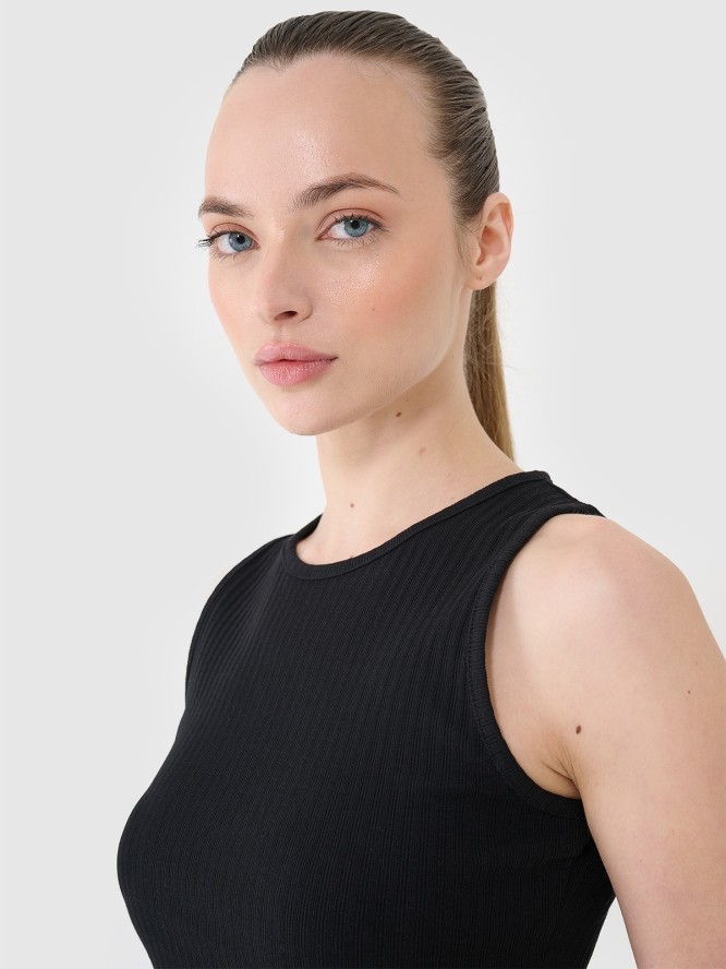 4F Crop top dzianinowy damski - czarny M