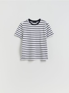 T-shirt z bawełny merceryzowanej - granatowy