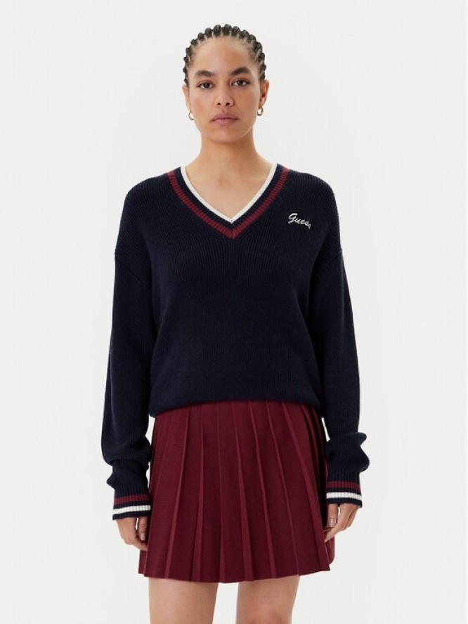 Guess Sweter V5BR01 Z1152 Granatowy Regular Fit