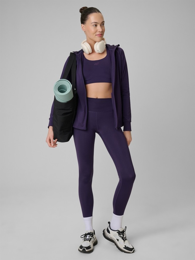 4F Bluza treningowa regular szybkoschnąca damska - fioletowy L