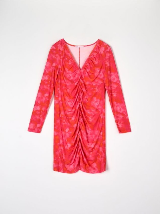 Sukienka mini z marszczeniami - wielobarwny